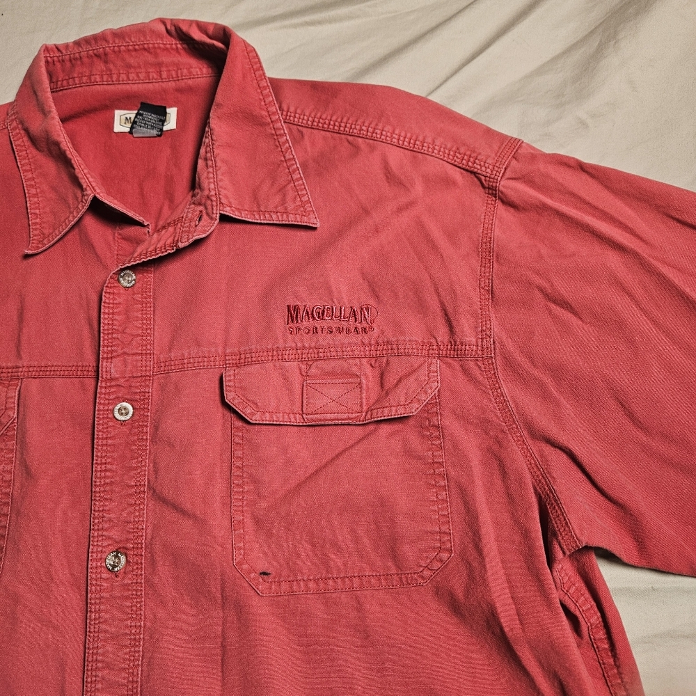 Magellan Sportswear Men's 2XL Red Short Sleeve Fishing‎ Shirt Button Up